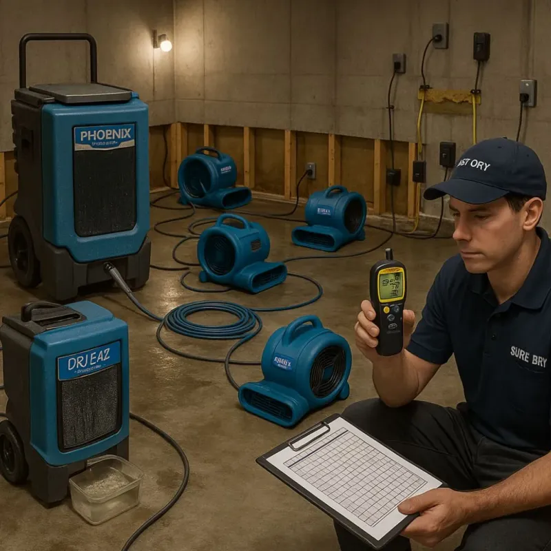 Structural Drying and Dehumidification process in New Whiteland, IN